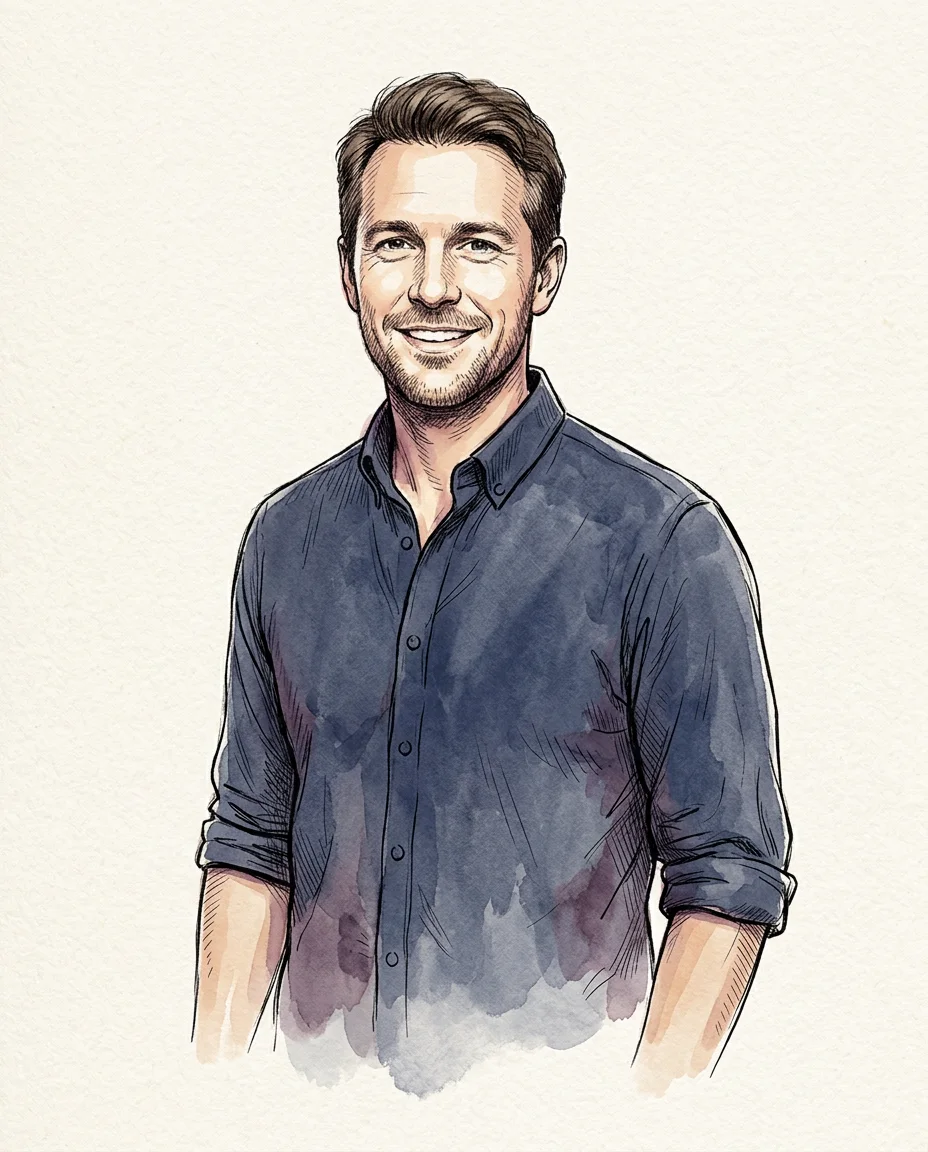 Illustrated portrait of Devon, founder of Brooke